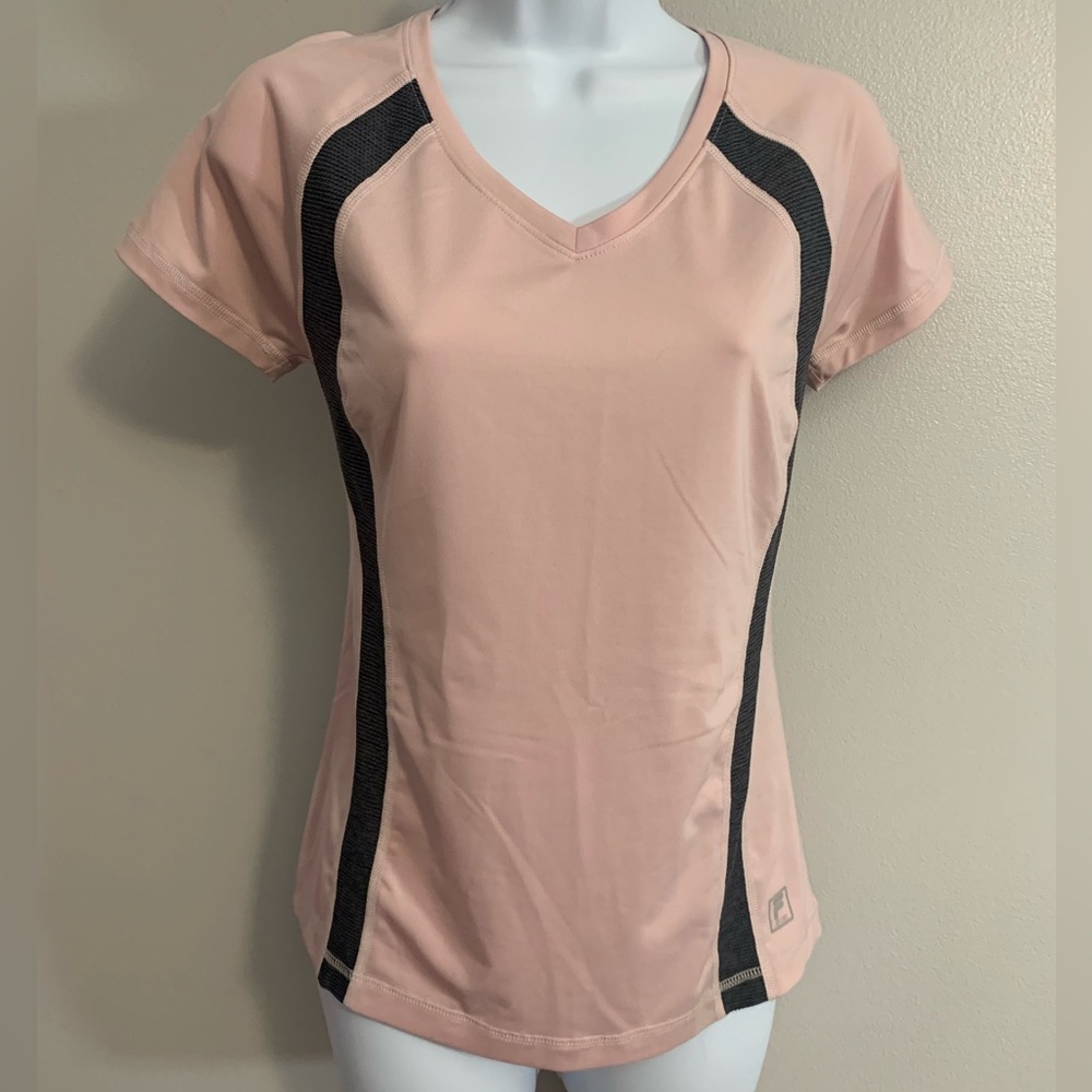 Fila Pink and Black Fitted Short Sleeve Tee